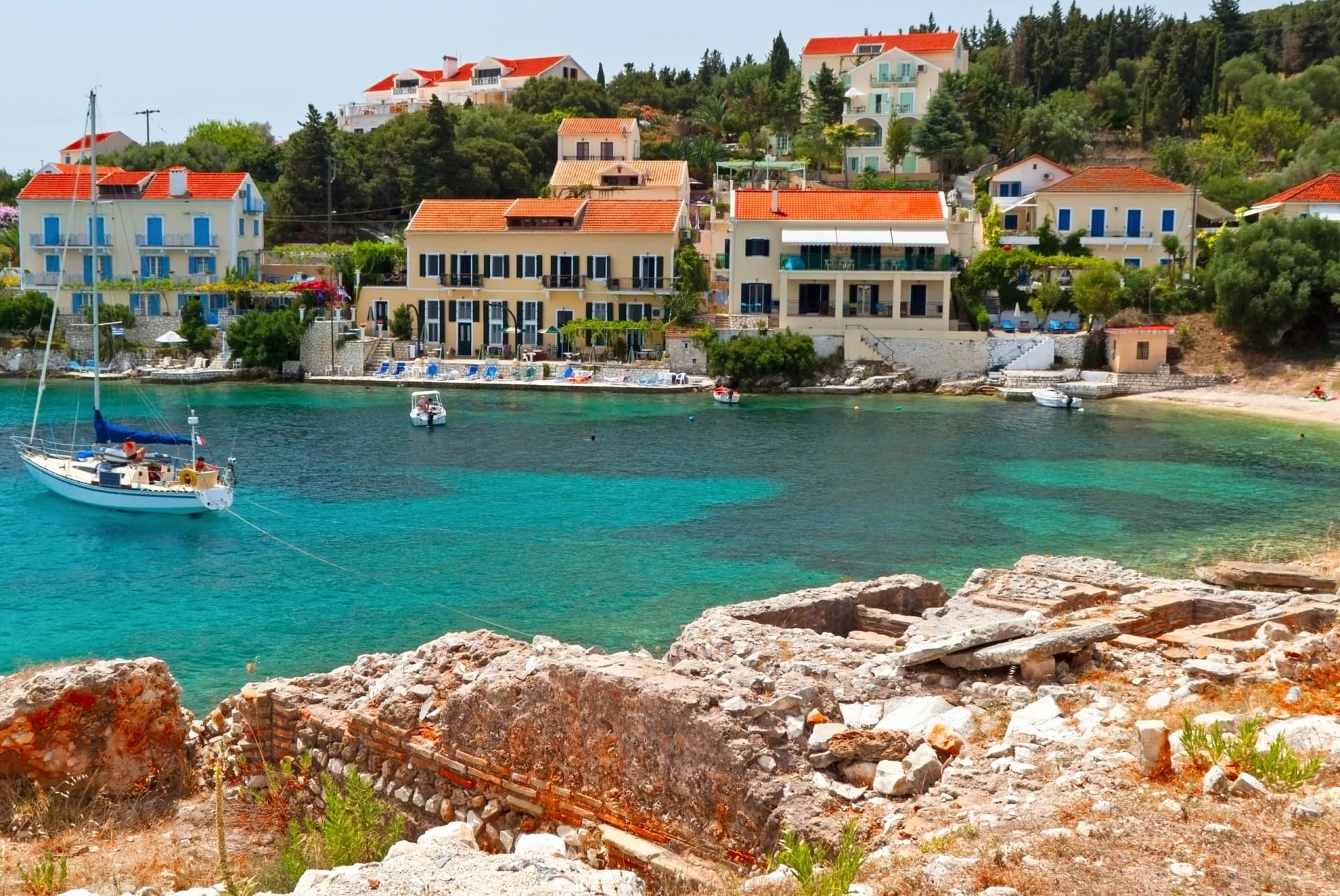 Fiscardo traditional village at Kefalonia island in Greece