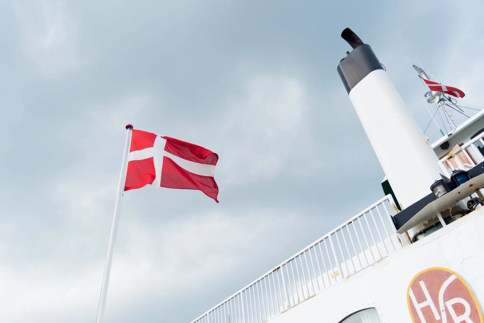 ferry boat with danish flag