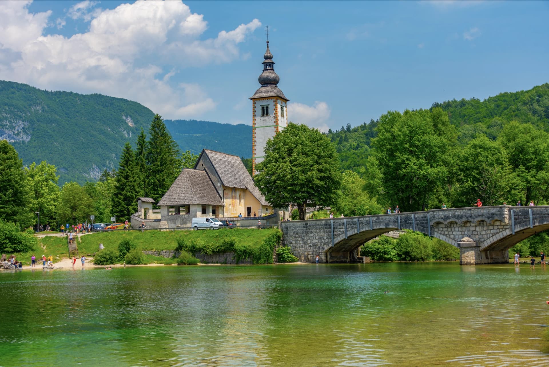 Serene waters of Slovenia's largest lake in Bohinj