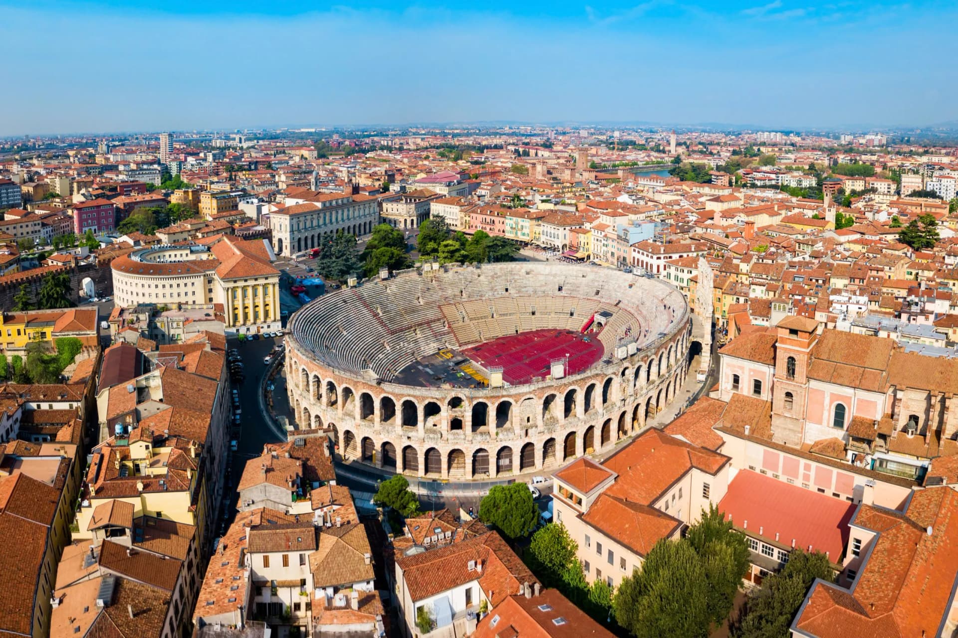 Verona Arena aerial panoramic view