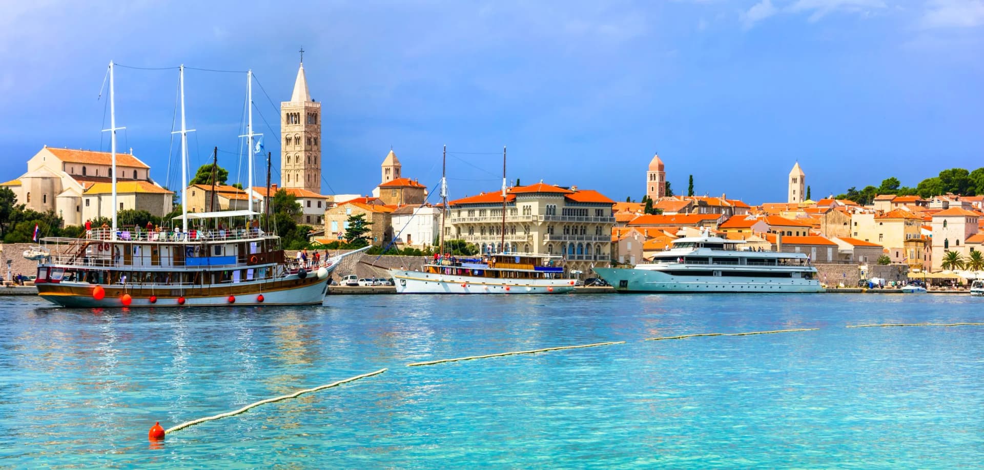 Beautiful island Rab in Croatia. View of old town and marine