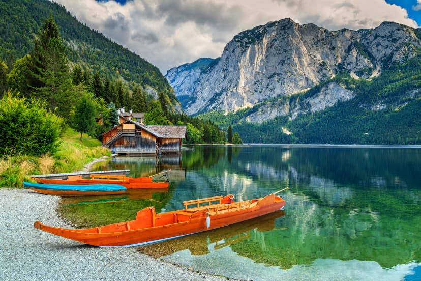 Wooden boats on Altaussee,Austria