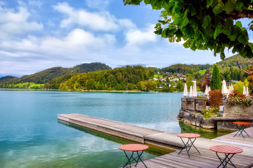 Panorama view of the Fuschlsee lake in Austria