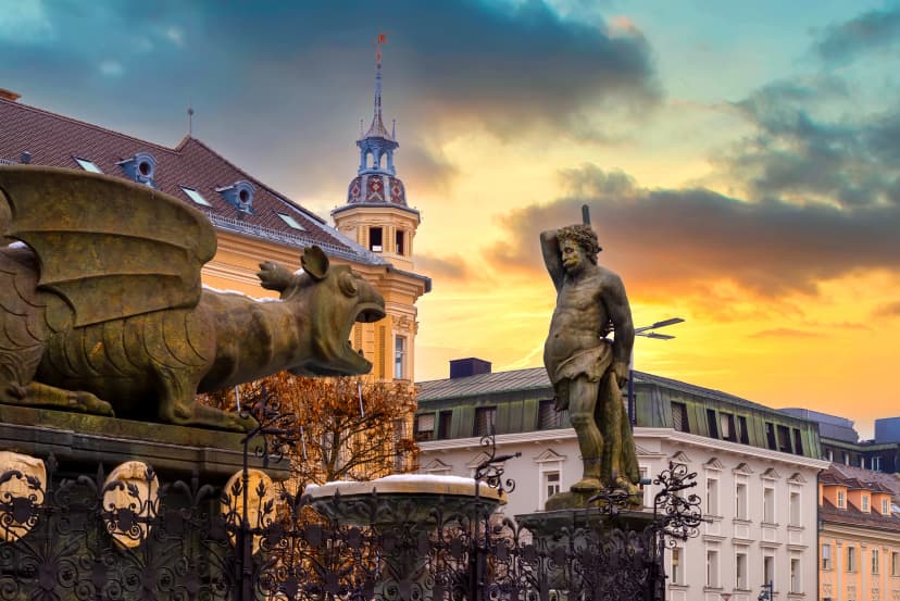 Statue at Klagenfurt's main square, Austria