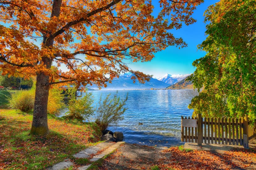 Autumn view of lake Zell Am See, Austria
