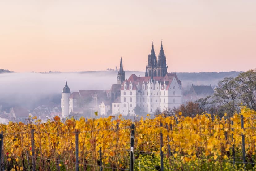 Medieval Albrechtsburg castle and gothic cathedral in Meissen