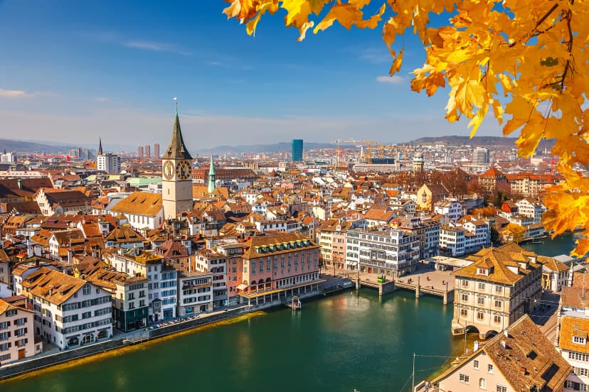 Autumn view of Zurich in Switzerland