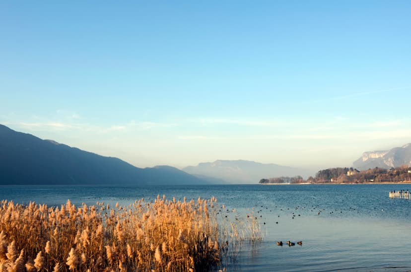 Bourget lake and mountains