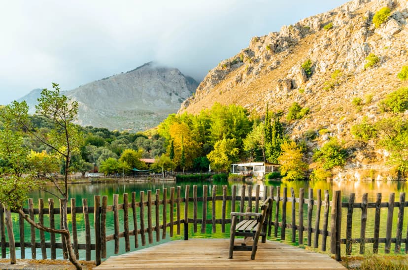 Zaros lake or Votomos, the artificial lake situated on the southern slopes of Psiloritis in short distance from Zaros village.

