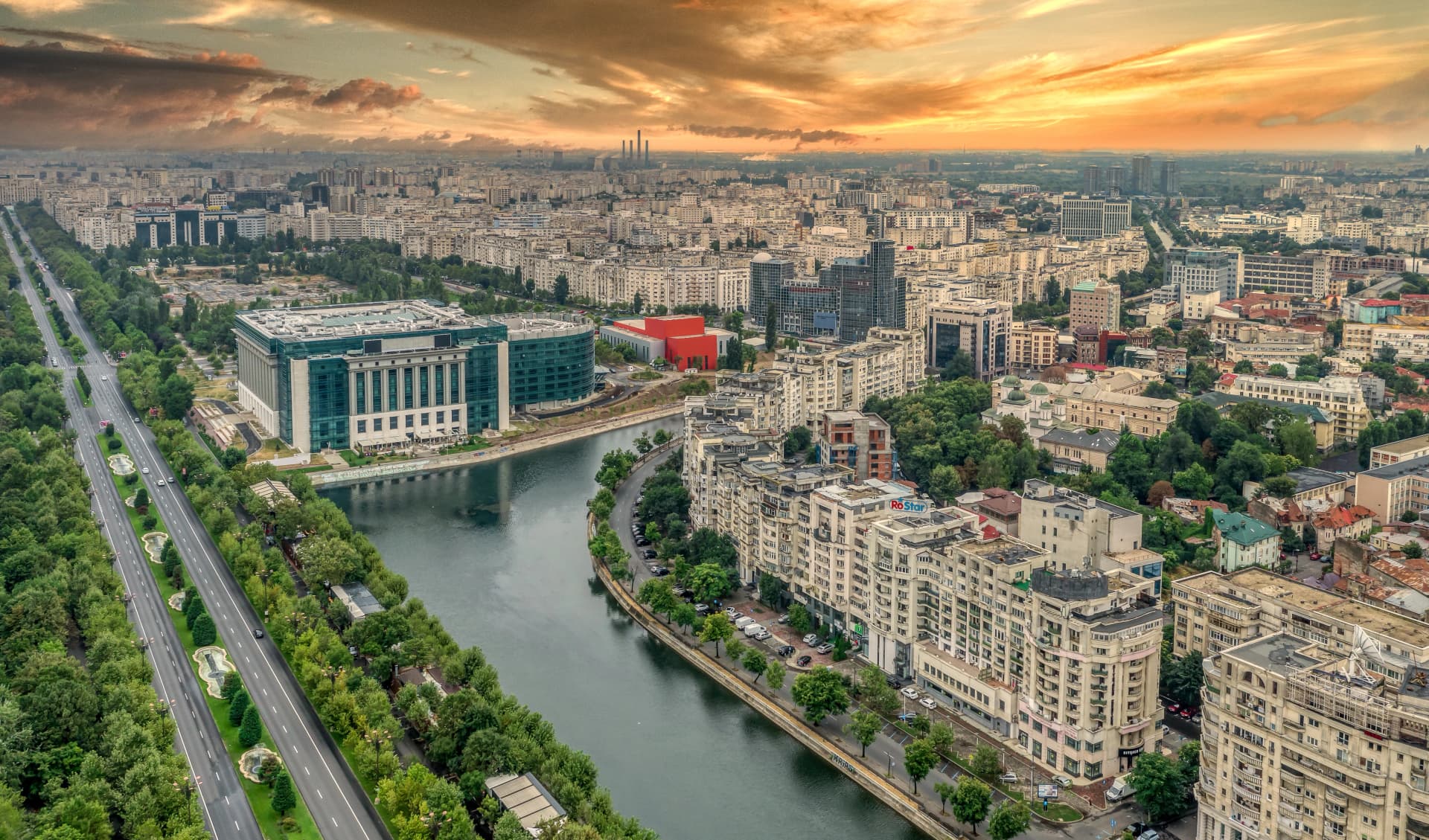 Bucharest Ciy center seen from above