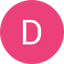 White letter D inside a pink circle