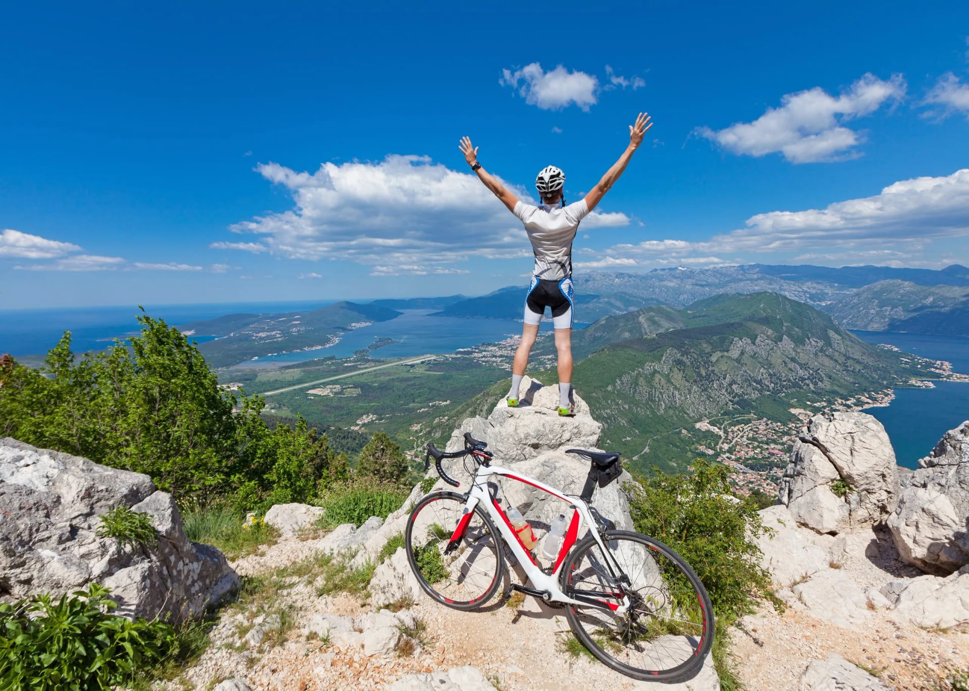 Cyclist on the top of a hill