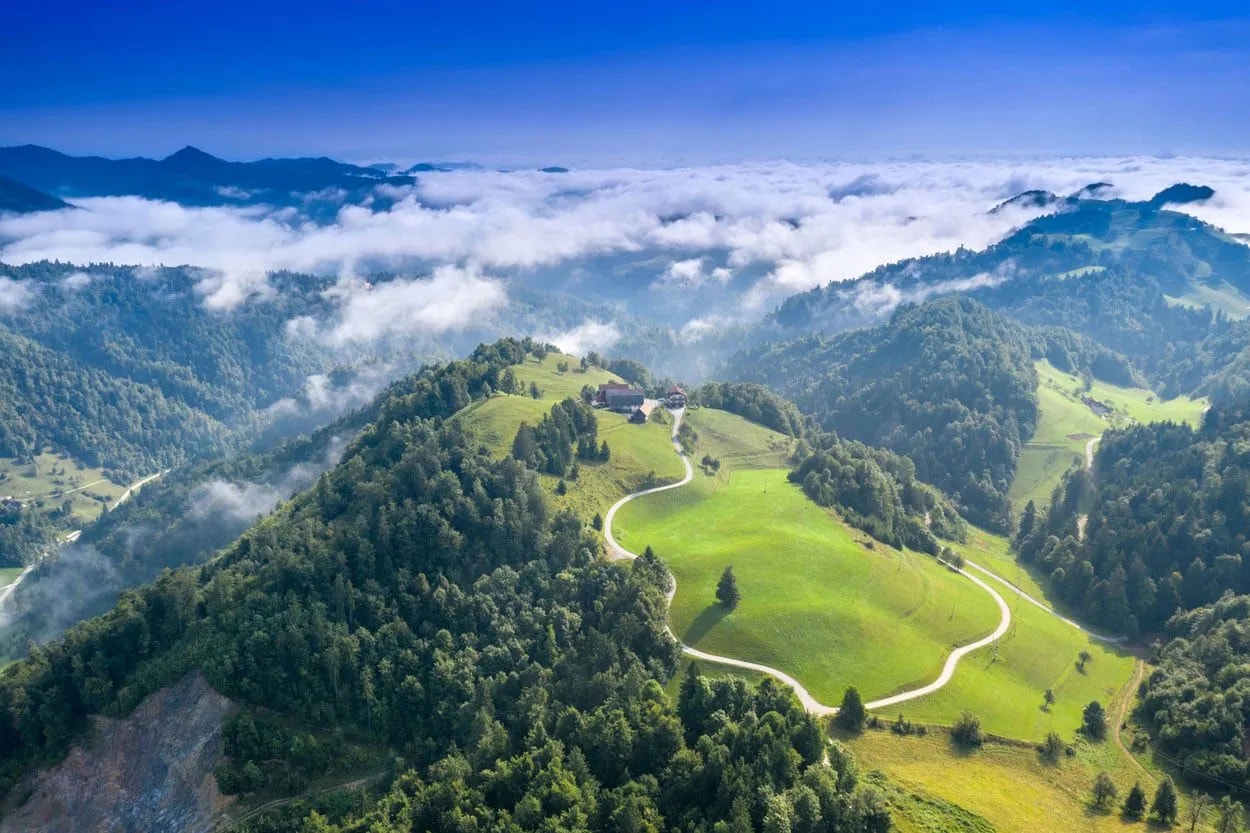 polhov gradec hills south from ljubljana