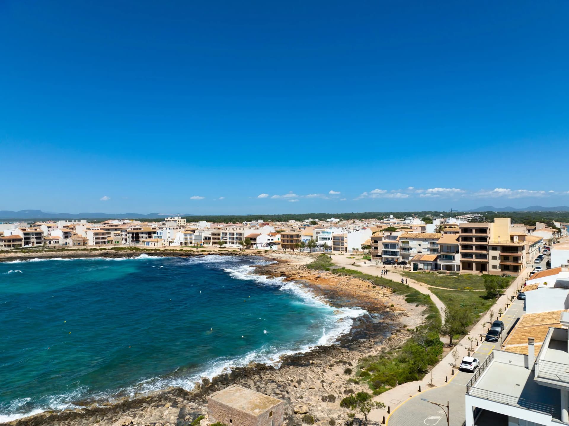Aerial view, Colonia de Sant Jordi, Mallorca, Balearic Islands, Spain