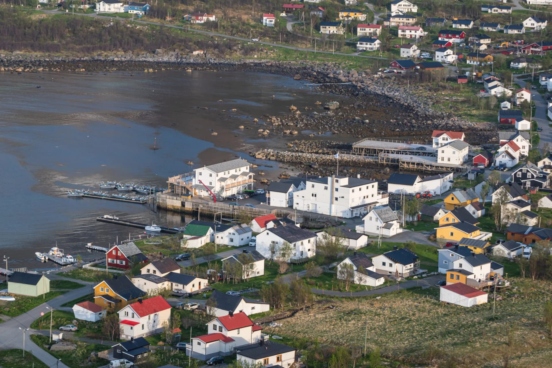 view of the fishing village mefjordvær in norway
