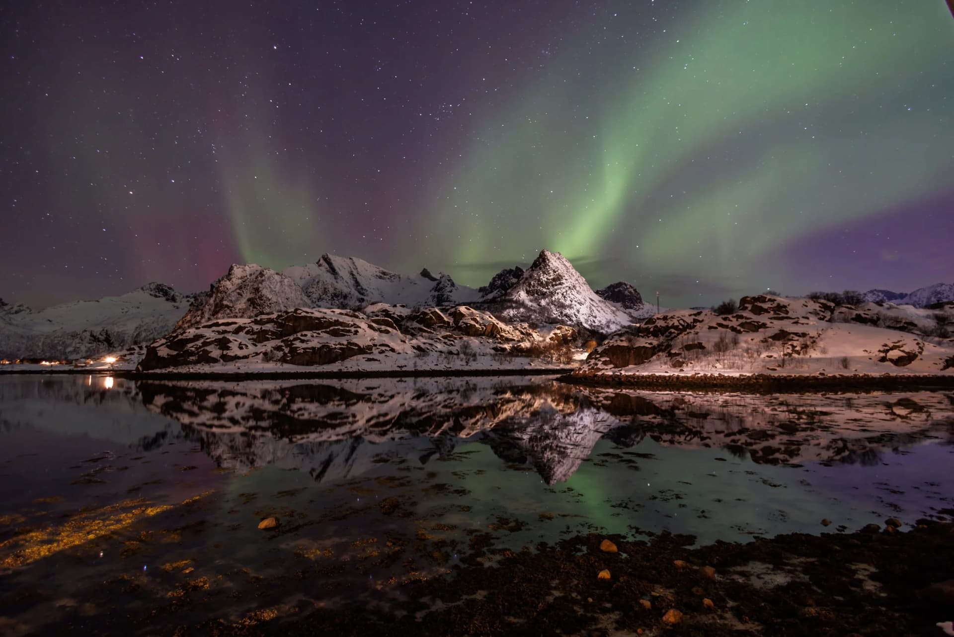 Aurora Borealis over Svolvaer in Norway