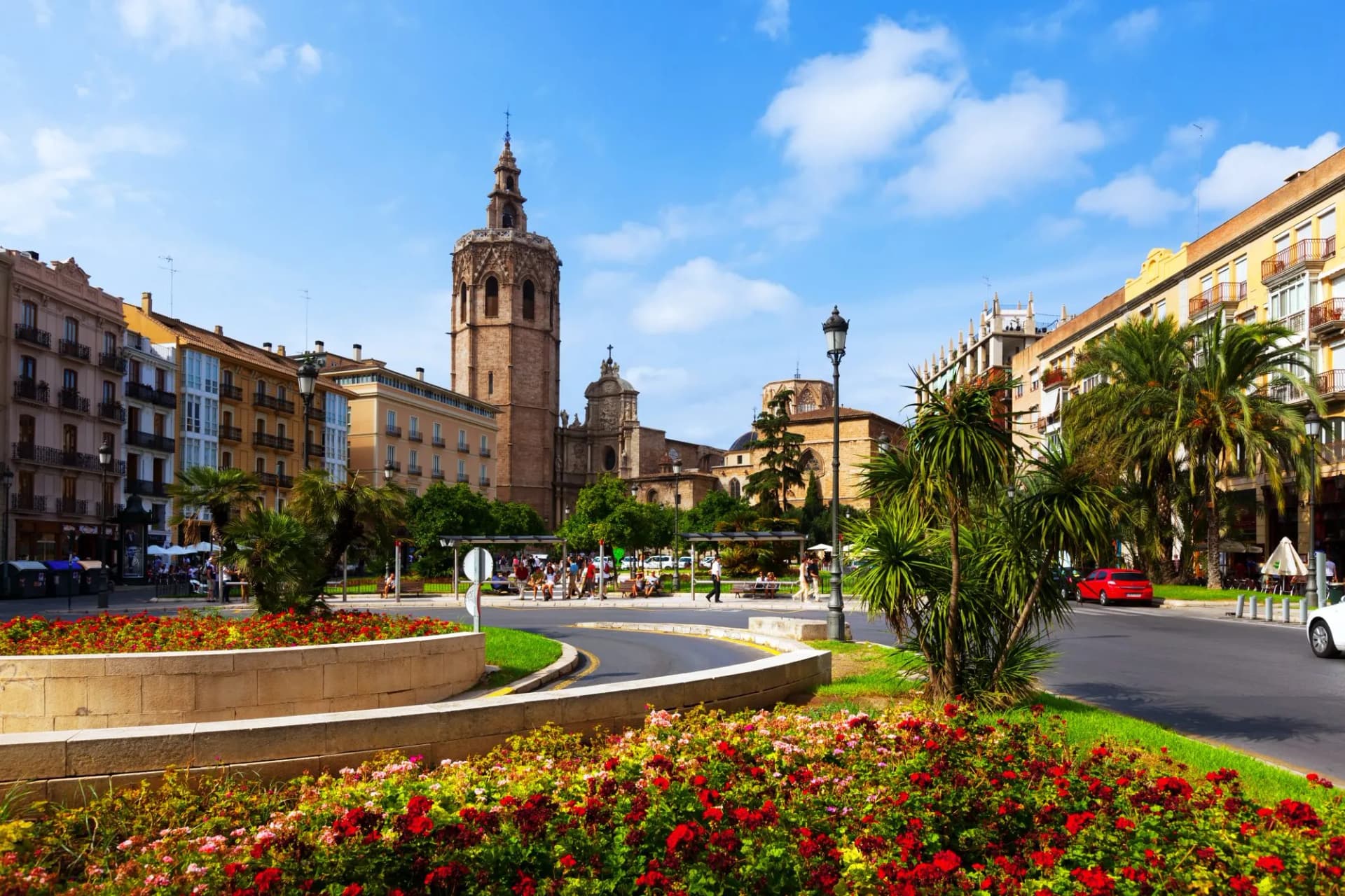 Plaza de la Reina and Micalet tower in Valencia
