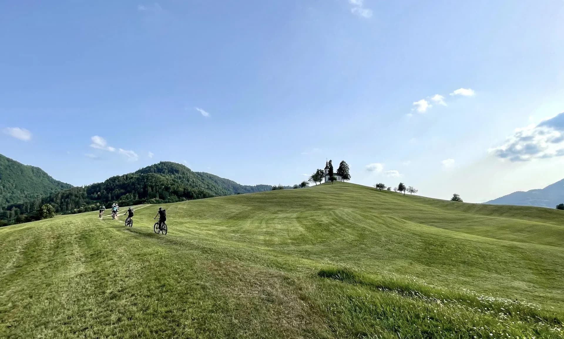 cycling towards the second most pictureous church in slovenia