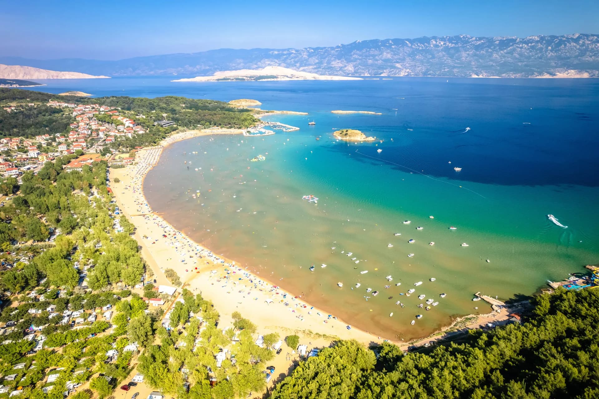 San Marino beach in Lopar on Rab island aerial view