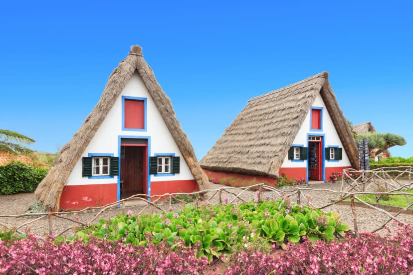 Typical A-frame houses of Madeira