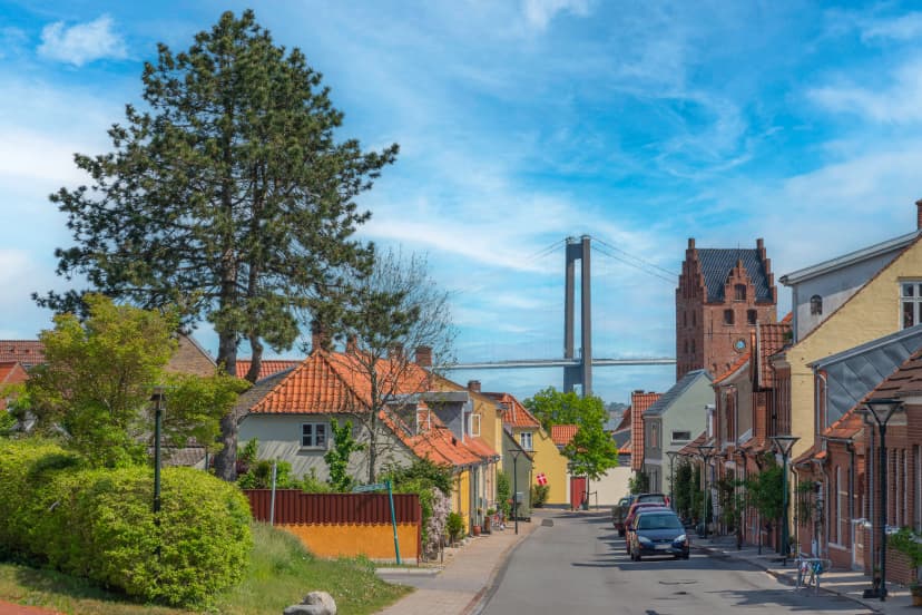 Vintage old homes in Middelfart in Denmark