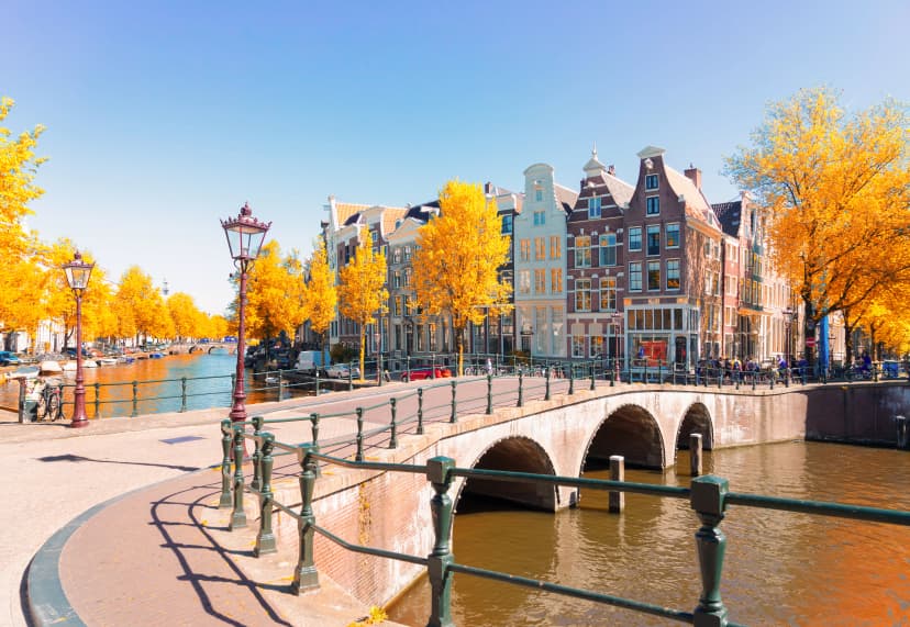 Views on amsterdam canals in autumn