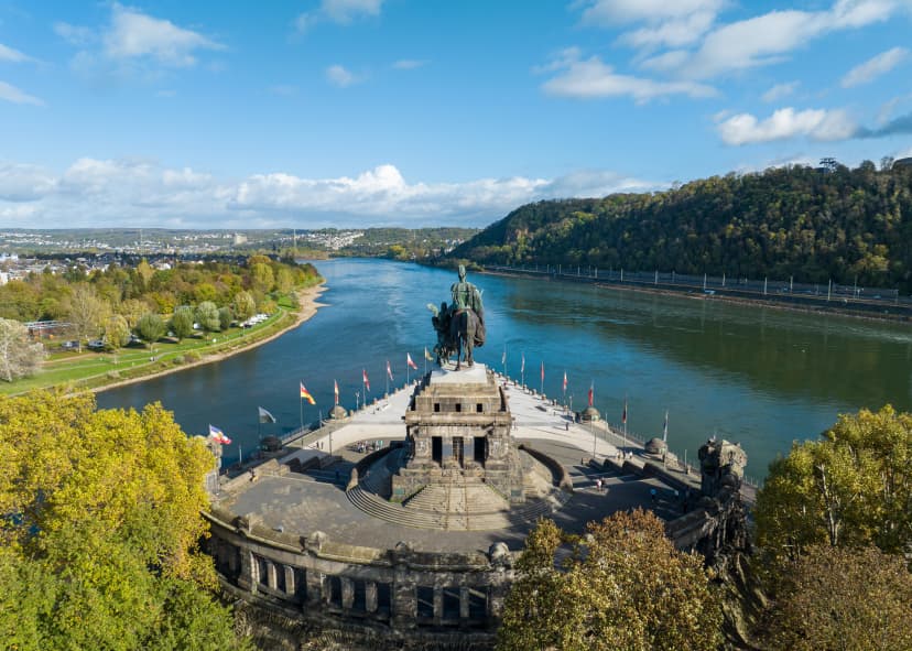 Views on the promontory Koblenz the Deutsches Eck Island