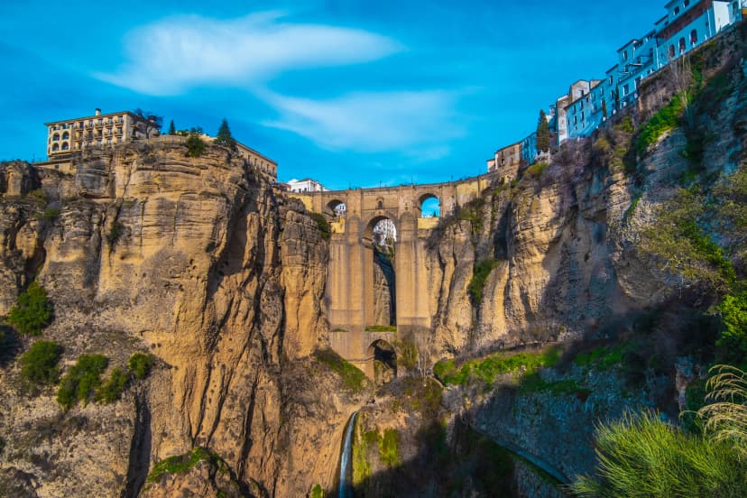 The New Bridge Ronda or Puente Nuovo. It joins the old town with the new town and spans the 120 metre deep Tajo ravine. It was built in 1751.