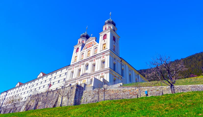 The Disentis Abbey in Surselva Valley, Switzerland