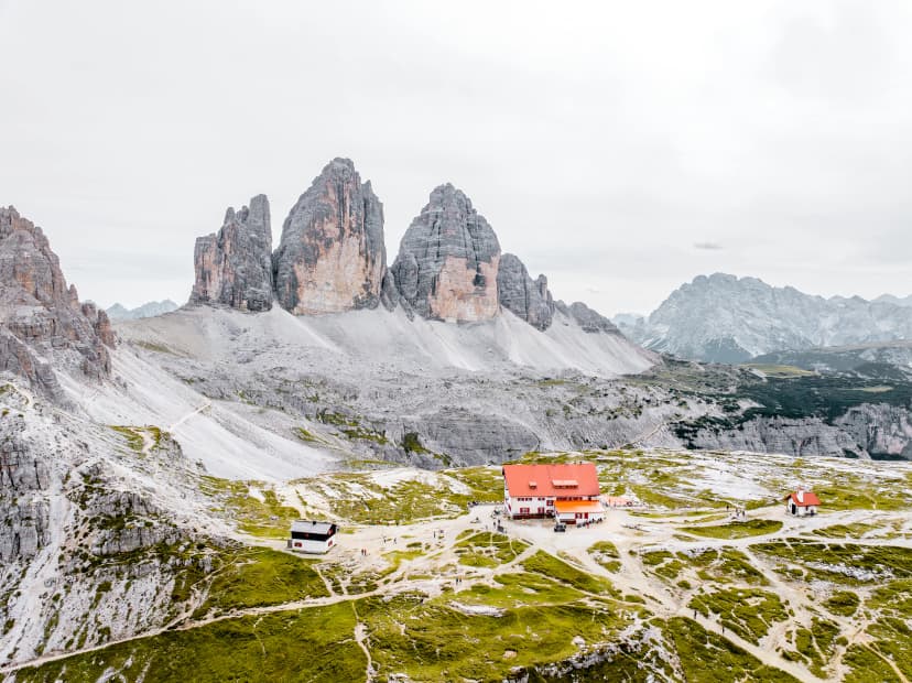 The Three Peaks of Lavaredo (Tre Cime di Lavaredo) in the Dolomites, Italy