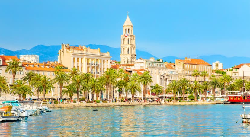 Split city skyline and Riva Waterfront promenade, Croatia