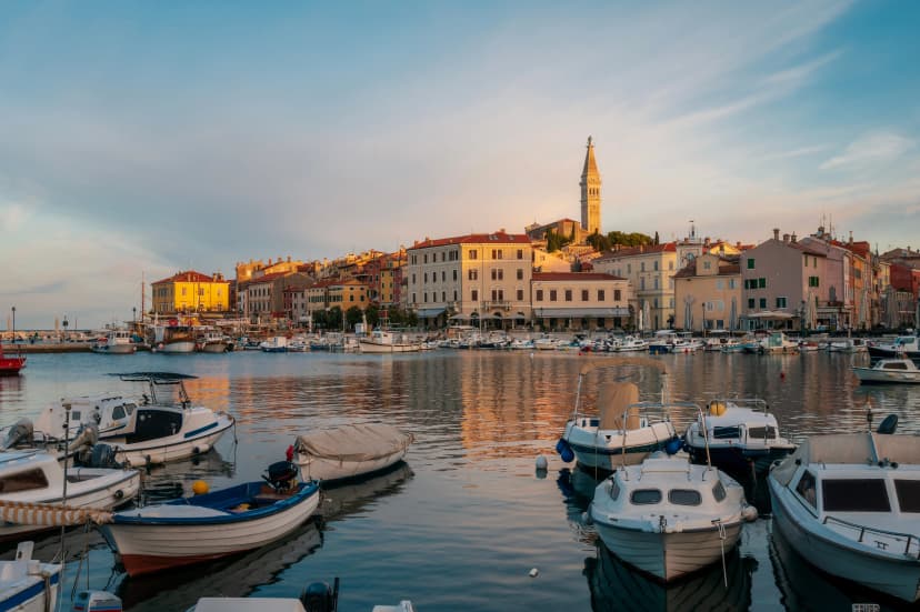 Rovinj Old Town Sunrise on Colorful Streets Summer Morning