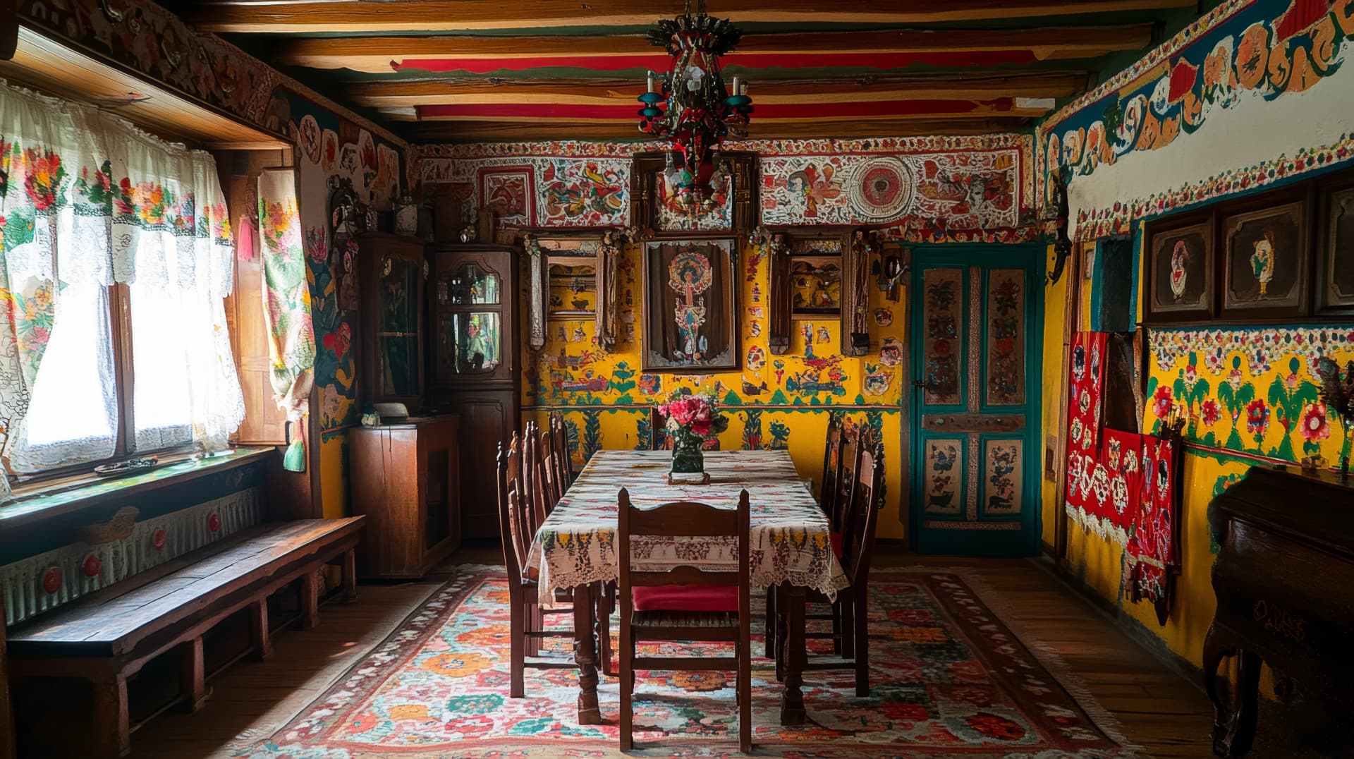 beautiful folk decorations typical of the Lipovan ethnic group in Romania