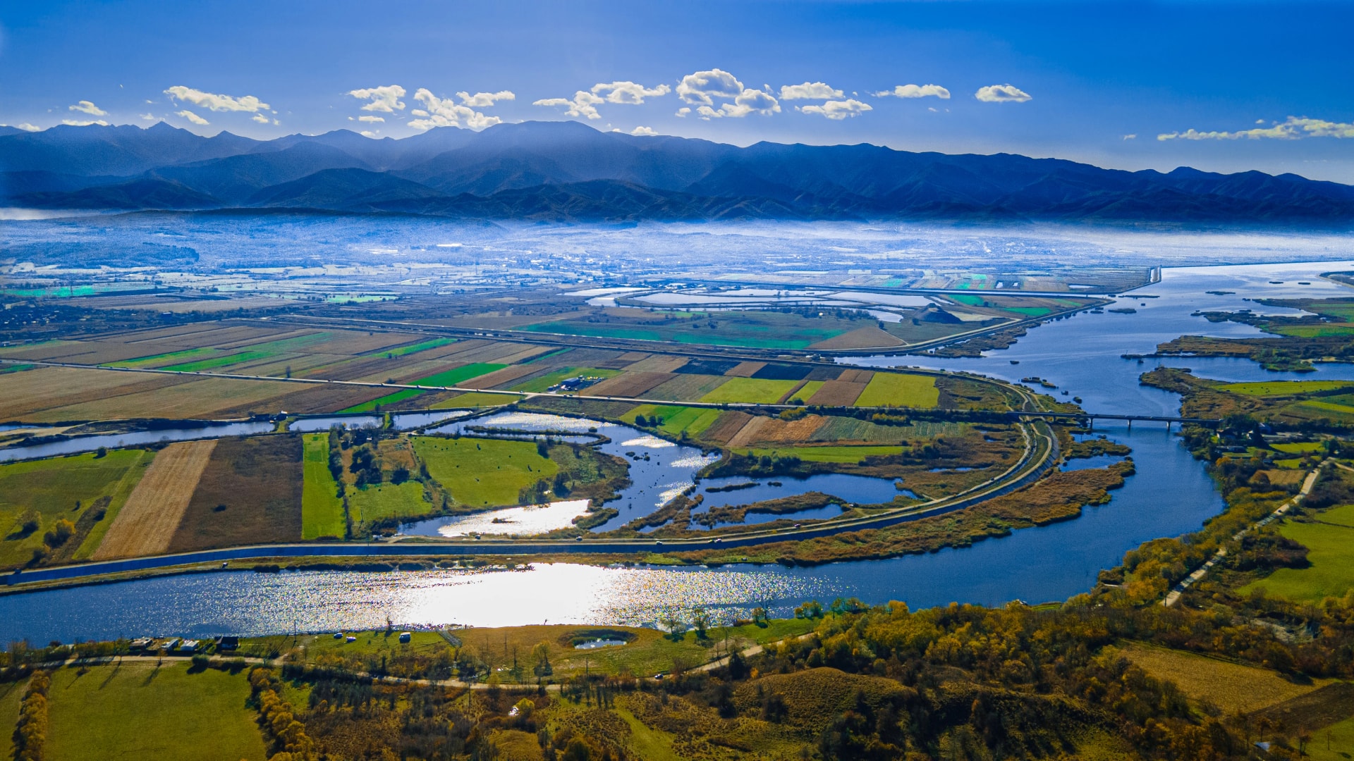 Olt river and Fagaras Mounatins in Romania