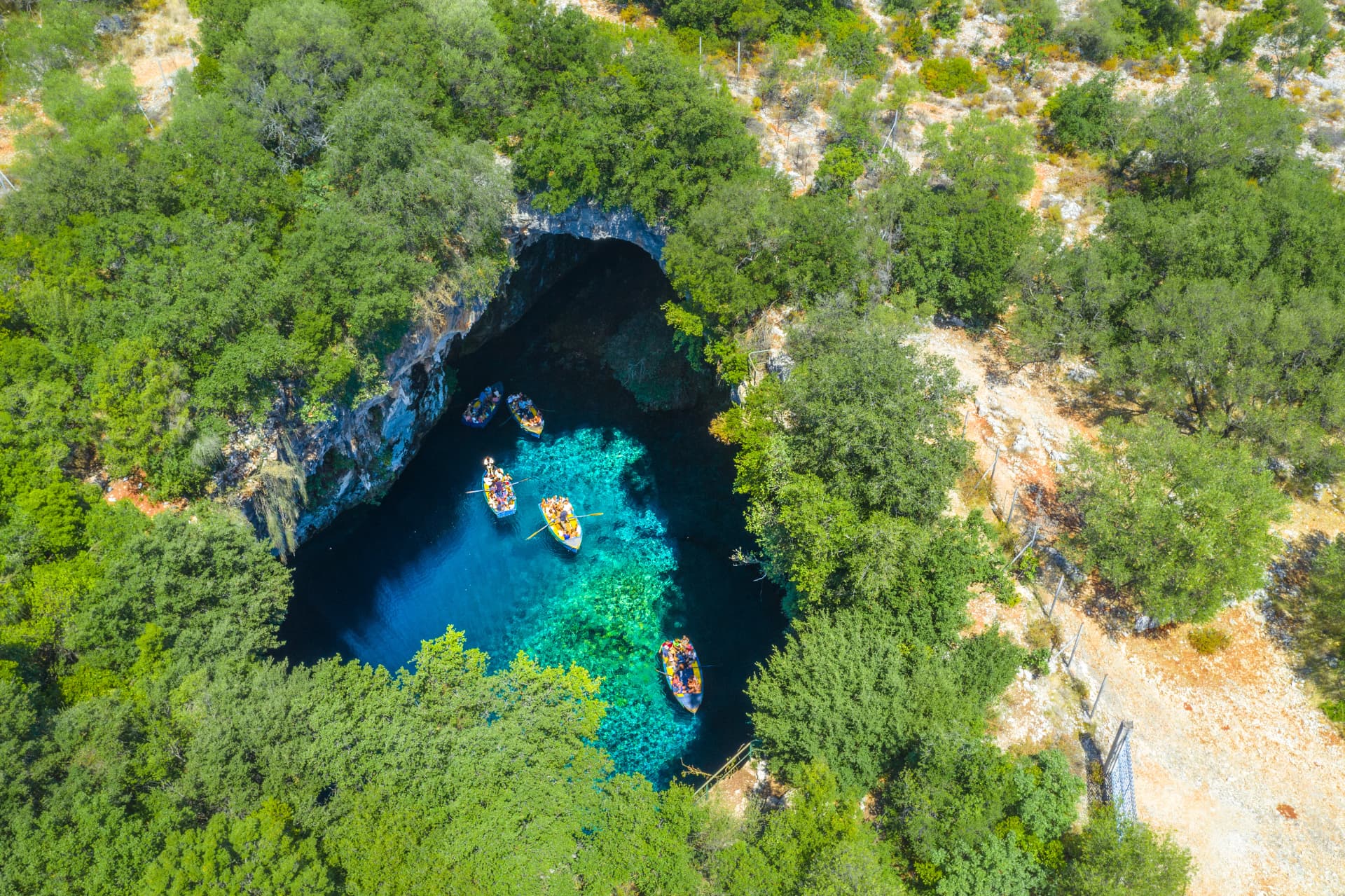 Famous melissani lake on Kefalonia island, Greece