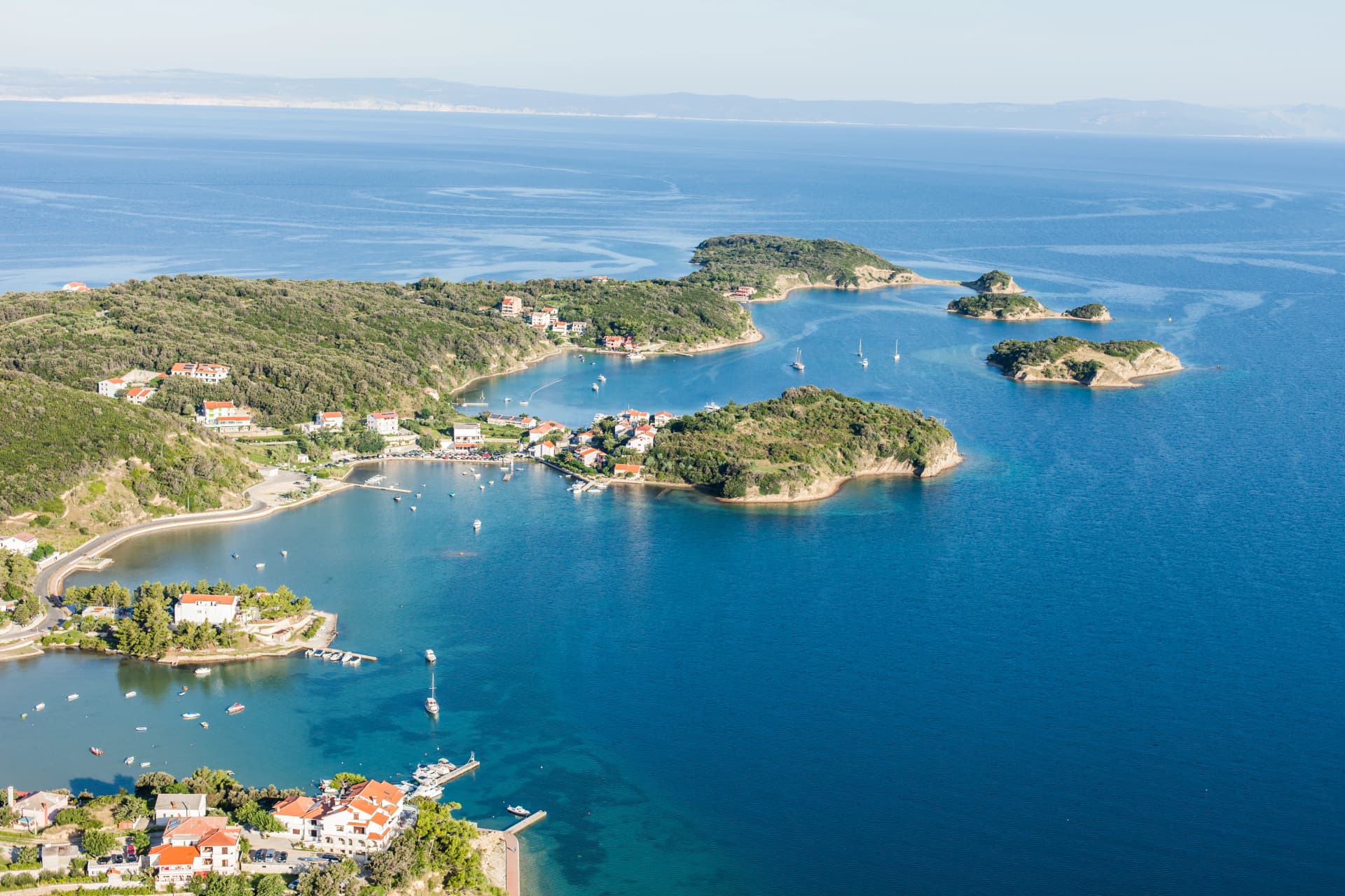 aerial view of croatia coast line Rab island