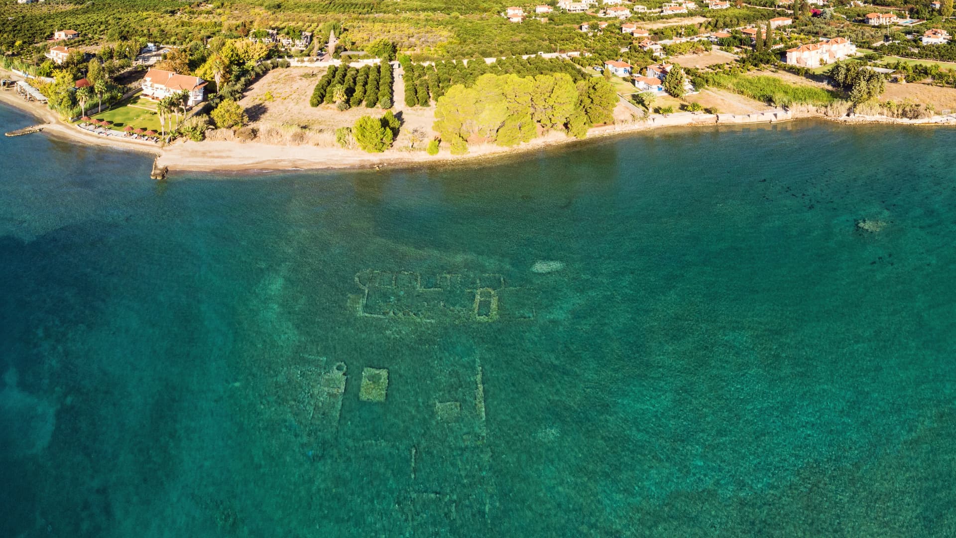 The sunken city near Ancient Epidaurus in Peloponnese, Greece